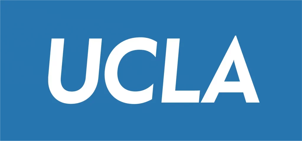 UCLA in white capital letters on a blue rectangle