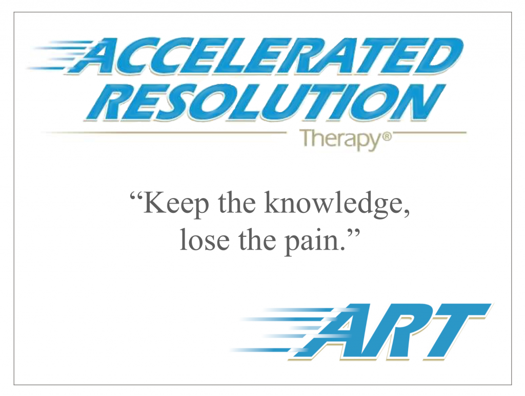 Accelerated Resolution Therapy logo with phrase "Keep the Knowledge, lose the Pain"